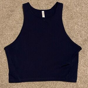 Athleta cropped Navy Blue high neck Workout tank
